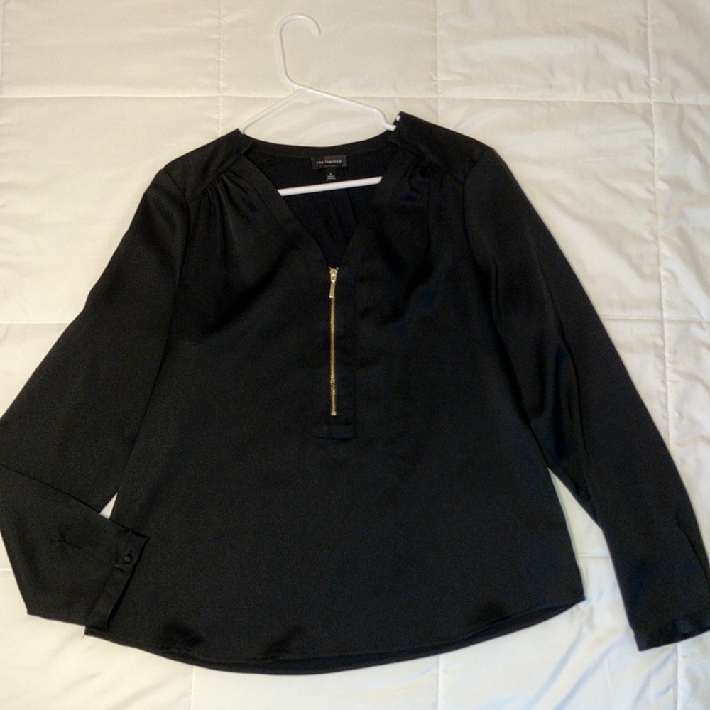 The Limited Black Satin Blouse Large.